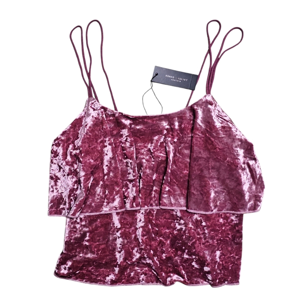 ROMEO & JULIET Couture Velvet Popover Pink Sleeveless Top Tank Womens Medium